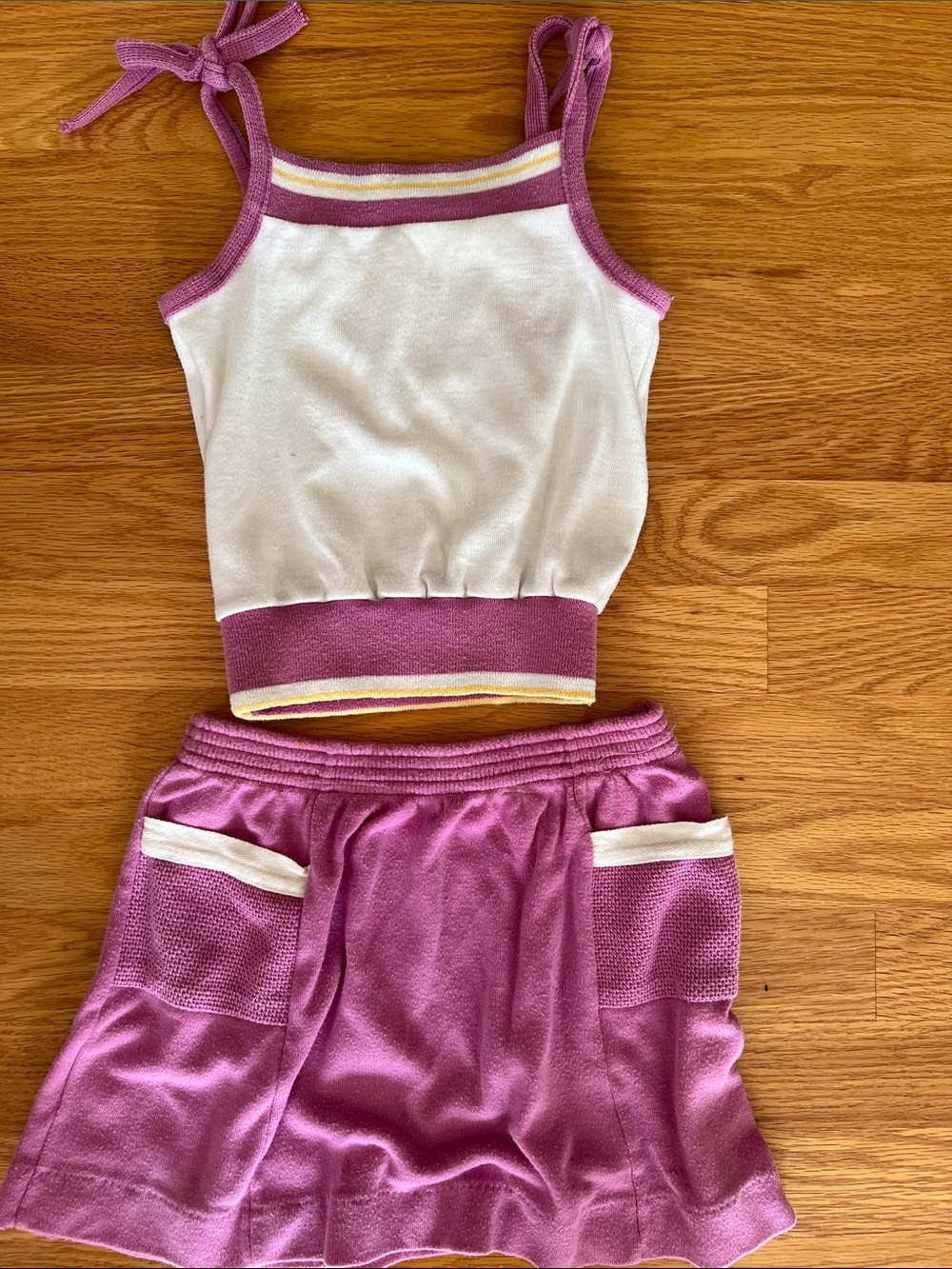 Vintage Winnie the Pooh Girls' purple and White Knit Tank Top & Skort Set 5-6